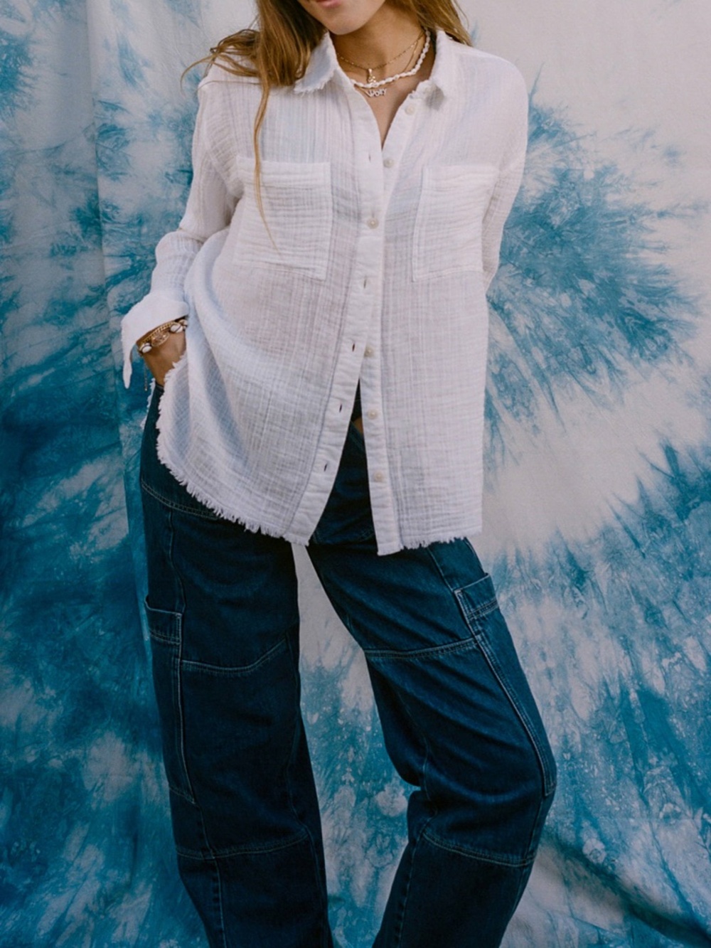 UO Luca Textured Cotton Button-Down Shirt